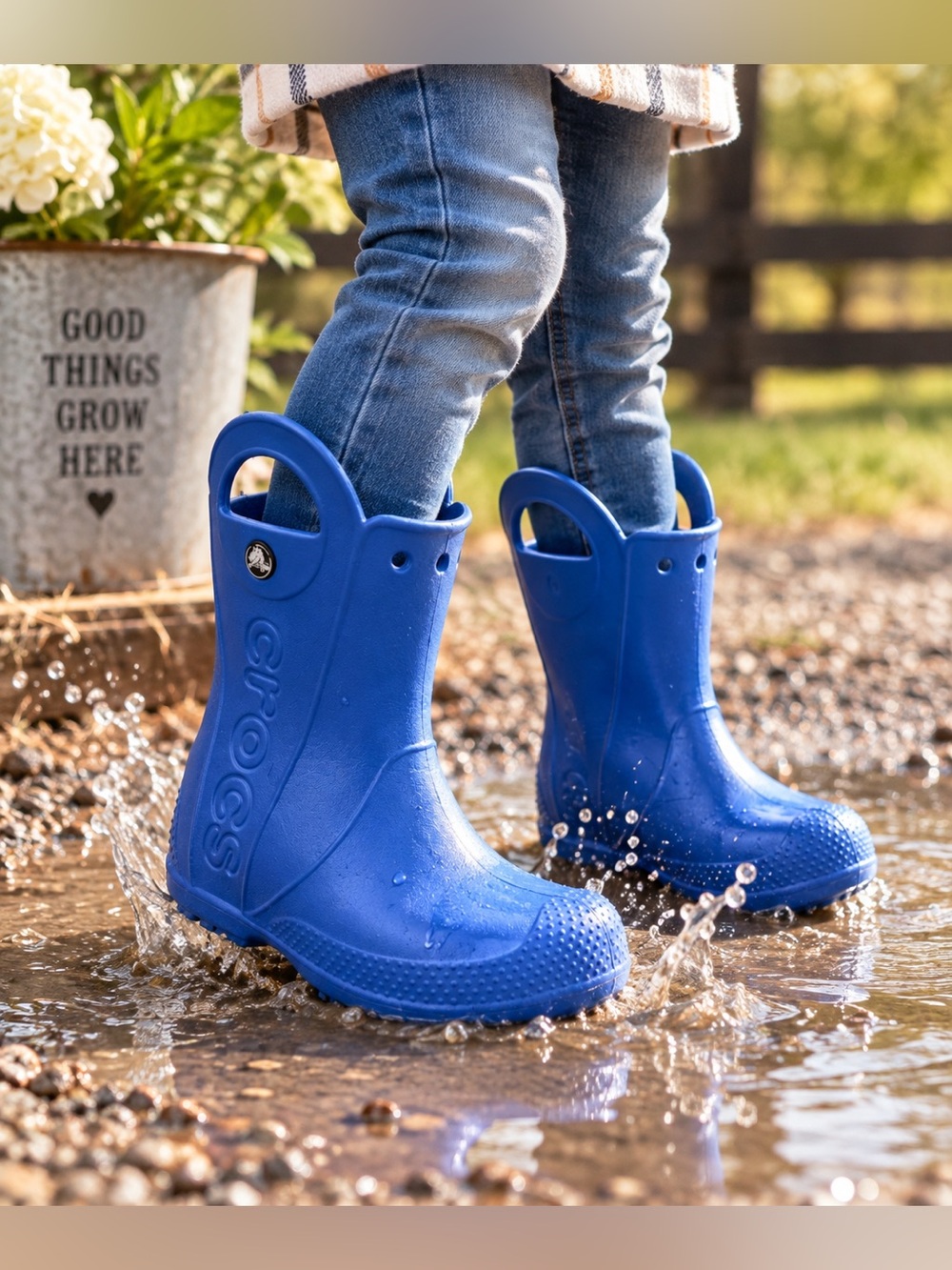 Crocs Handle It Rain Boots Kids C9 Blue Pull On Waterproof Boots
